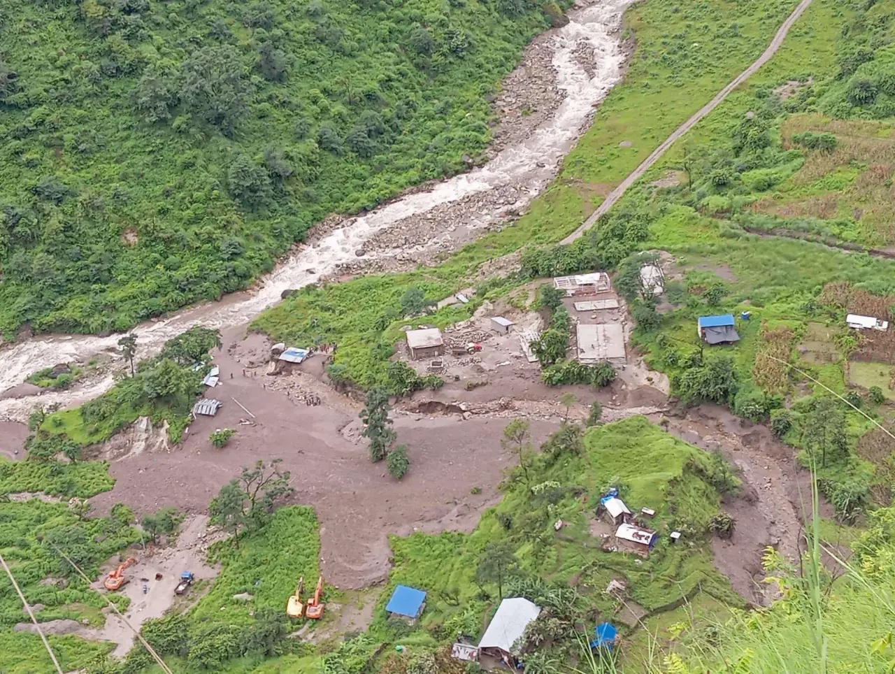Nepal Flash Floods: Landslide-Triggered Surge Sweeps Away Houses Along Budhi Gandaki River