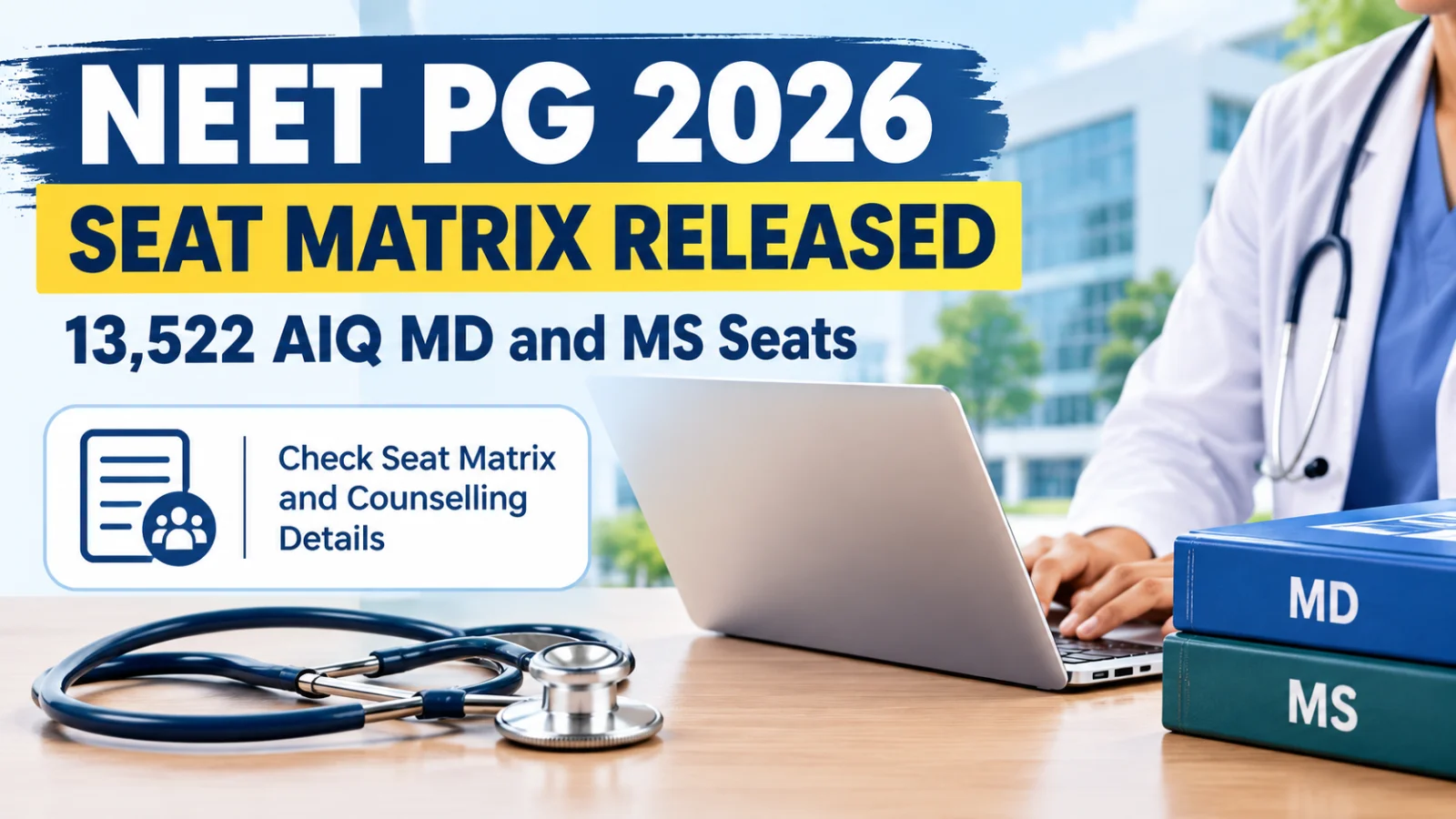 NEET PG 2026 Seat Matrix Released: MCC Announces 13,522 AIQ MD and MS Seats — Check Details Here